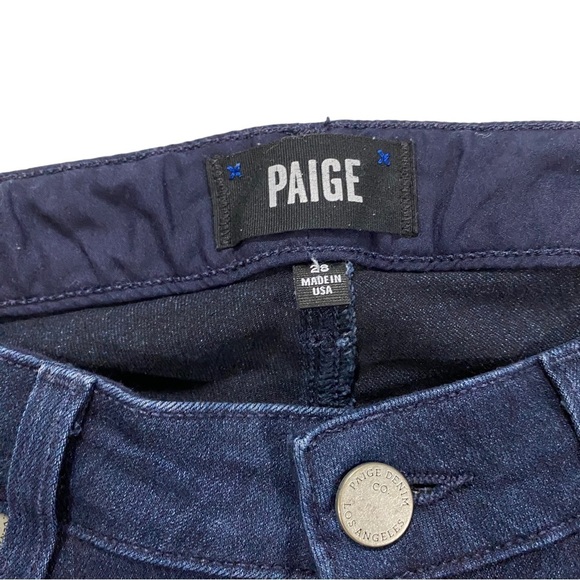 Paige Skyline Skinny in Georgie Wash Women Jeans Sz 28 x27 Dark Whiskered Denim - Picture 3 of 16